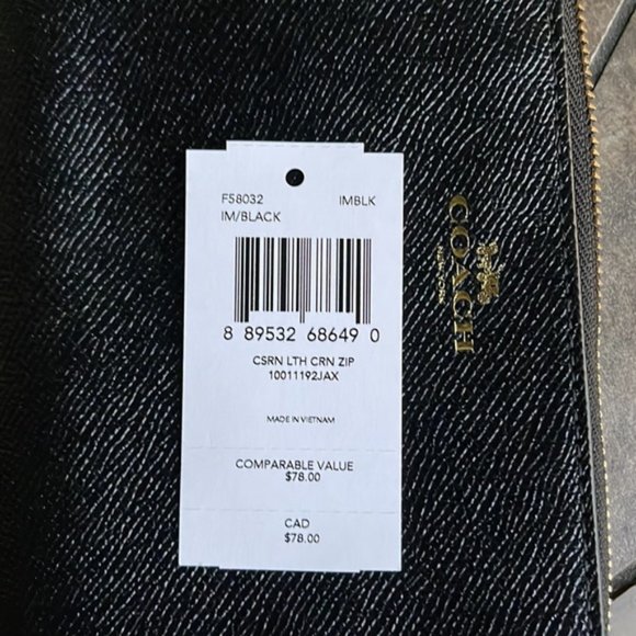 Coach Corner Zip Wristlet Black Leather - Picture 6 of 16